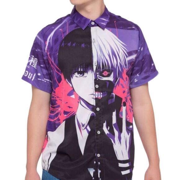 Tokyo Ghoul Split Kaneki Woven Button-Up Shirt - Picture 1 of 4